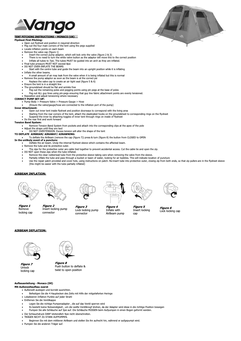 Página 1 del manual Manual de usuario Vango Monaco 600