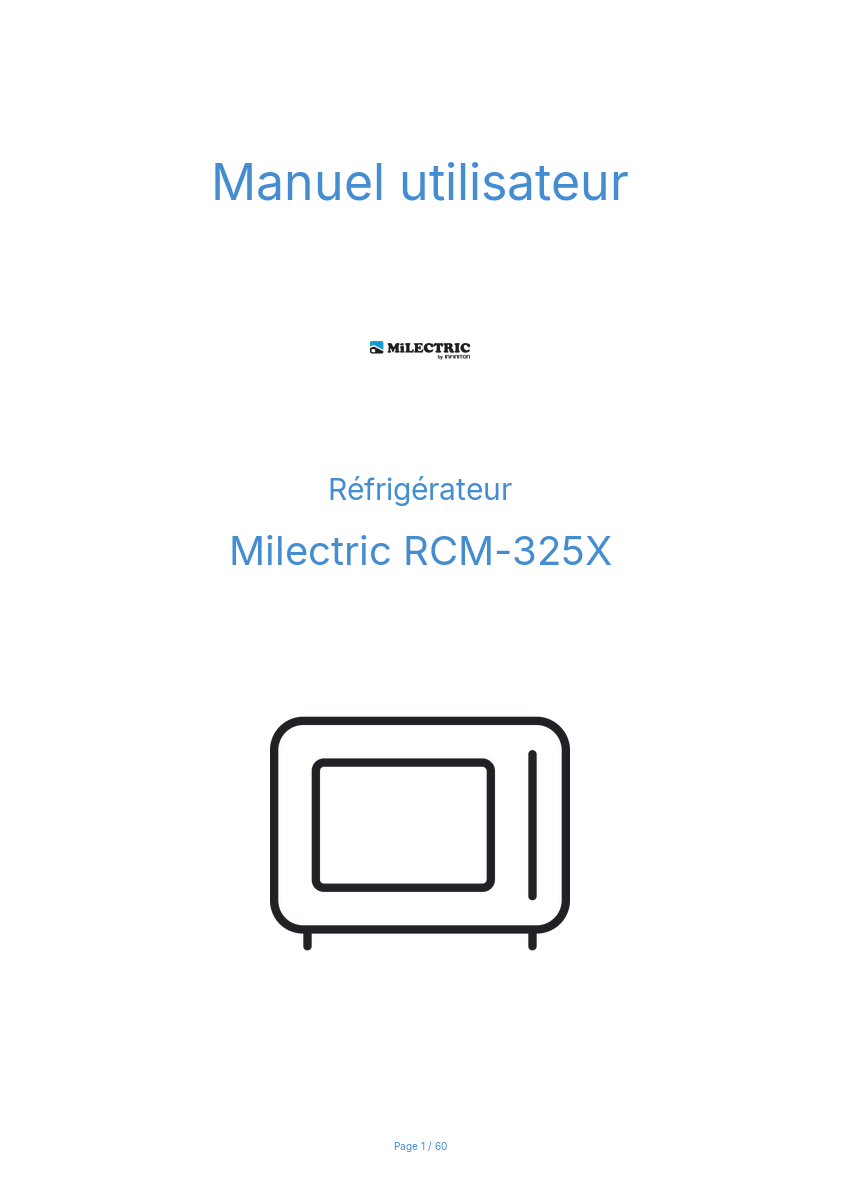 Page n°1 - Manuel utilisateur Milectric RCM-325X