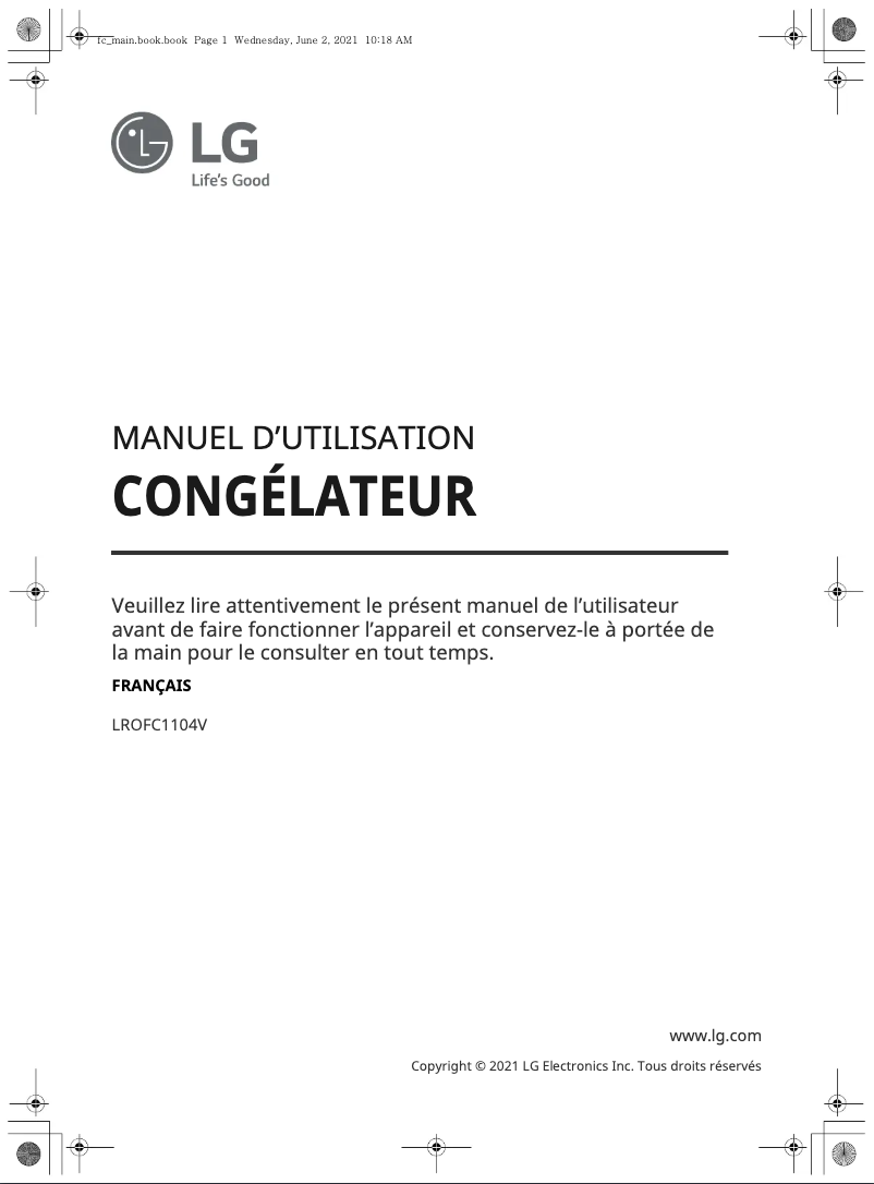 Page 1 de la notice Manuel utilisateur LG LROFC1104V