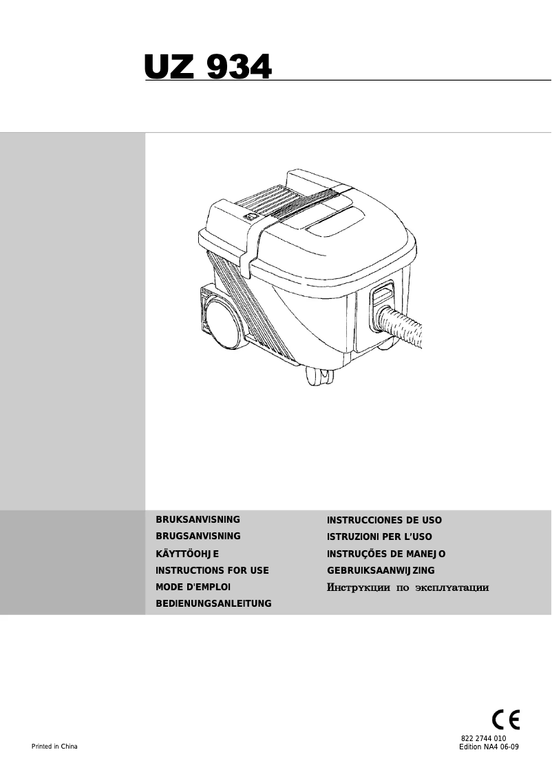 Page n°1 - Manuel utilisateur Nilfisk UZ 934