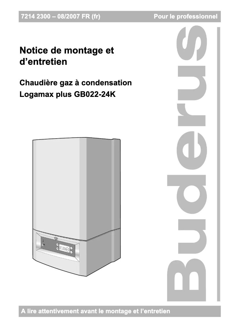 Page 1 de la notice Manuel utilisateur Buderus Logamax plus GB022-24K