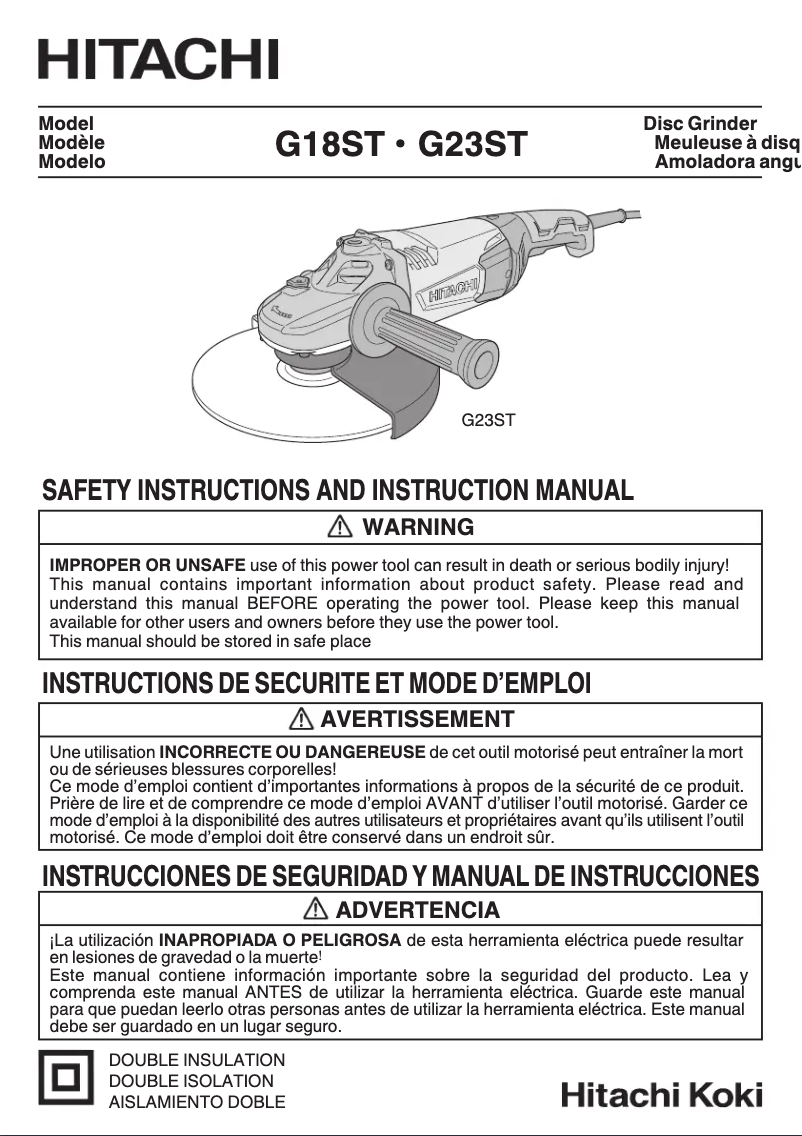 Page n°1 - Manuel utilisateur Hitachi G18ST