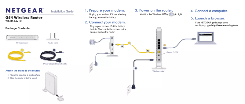 Page 1 de la notice Guide d'installation Netgear WGR614v10