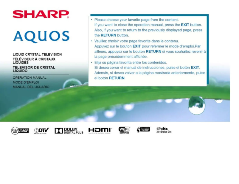 Page 1 de la notice Manuel utilisateur Sharp LC-80LE661U