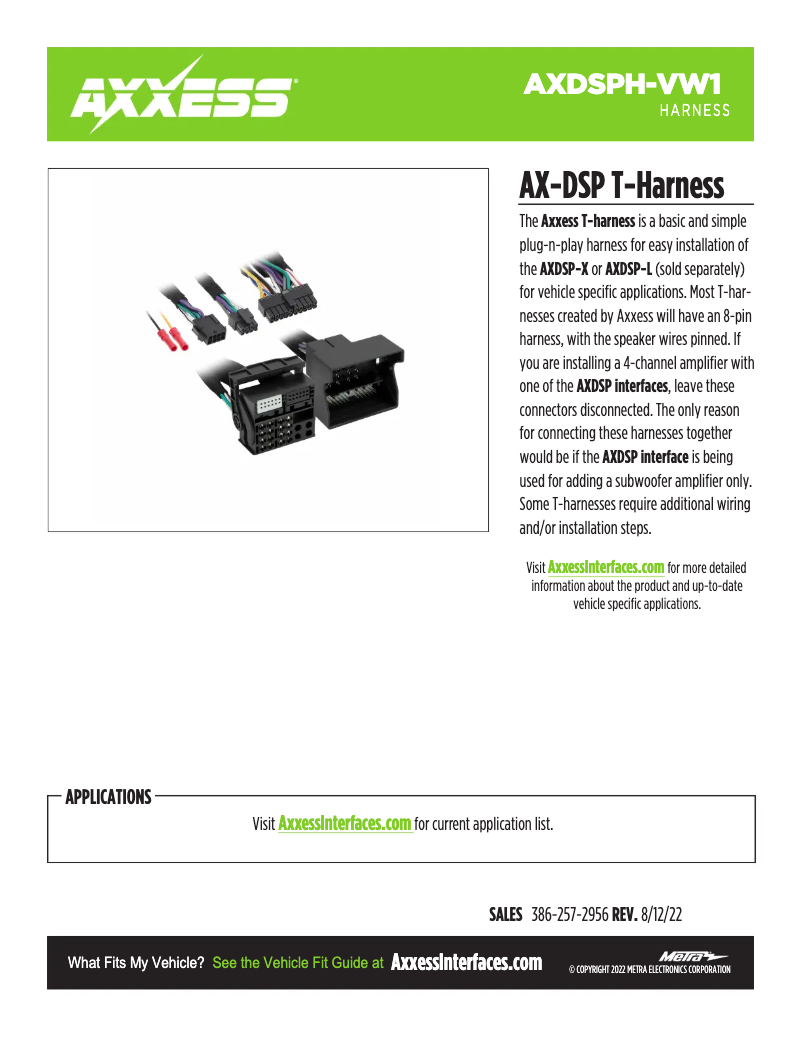 Página 1 del manual Ficha técnica AXESS AXDSPH-VW1