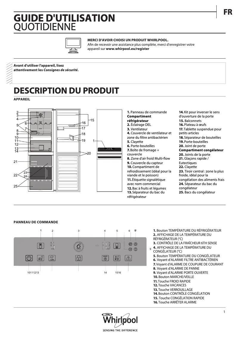 Page n°1 - Manuel utilisateur Whirlpool BSNF 9752