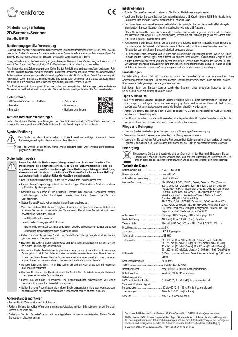 Page 1 de la notice Manuel utilisateur Renkforce FS5022J