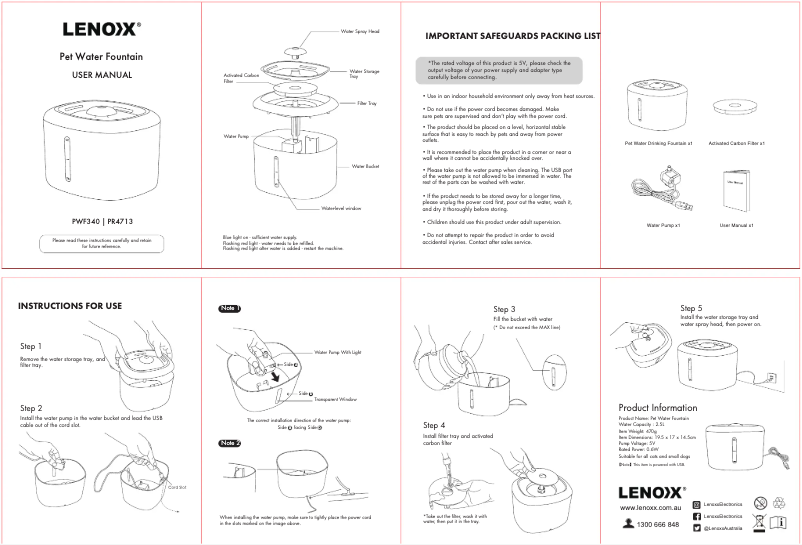 Page 1 de la notice Manuel utilisateur Hacienda PWF340