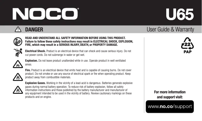 Image de la première page du manuel de l'appareil U65