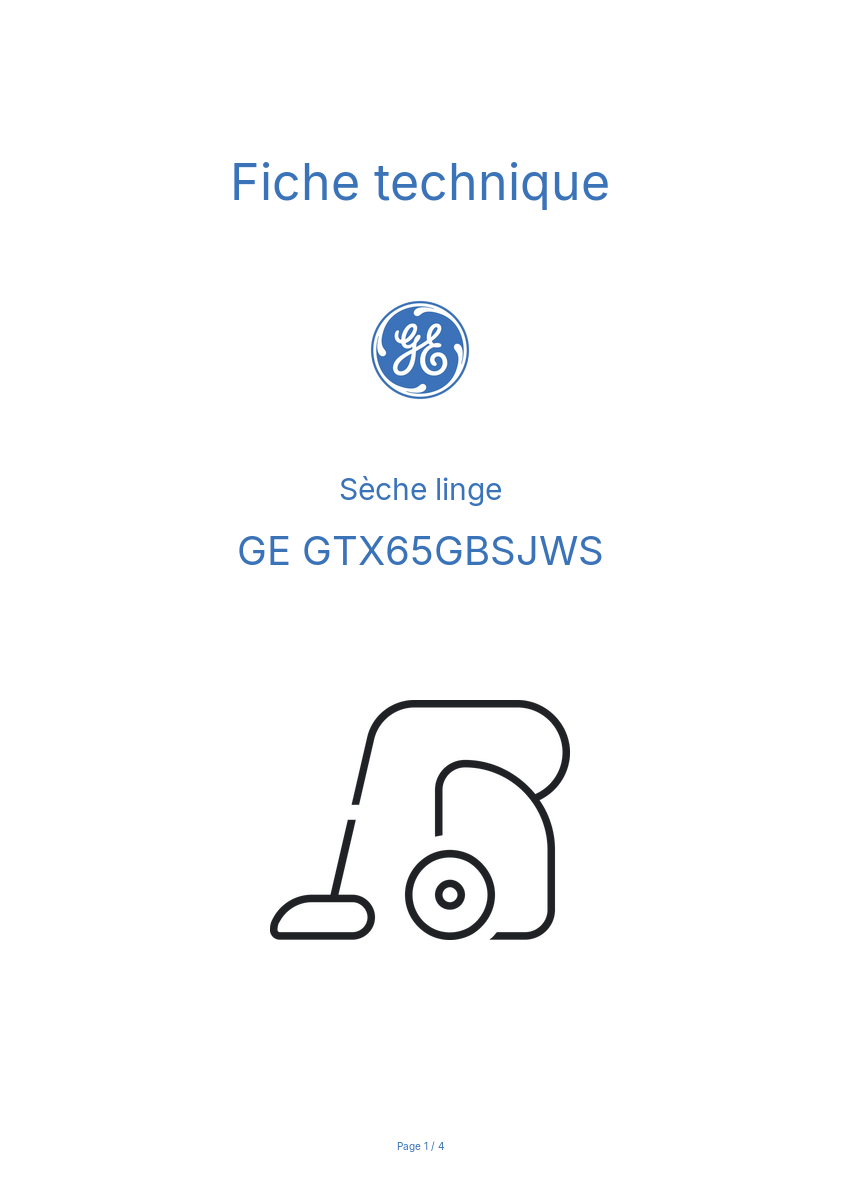 Image de la première page du manuel de l'appareil GTX65GBSJWS