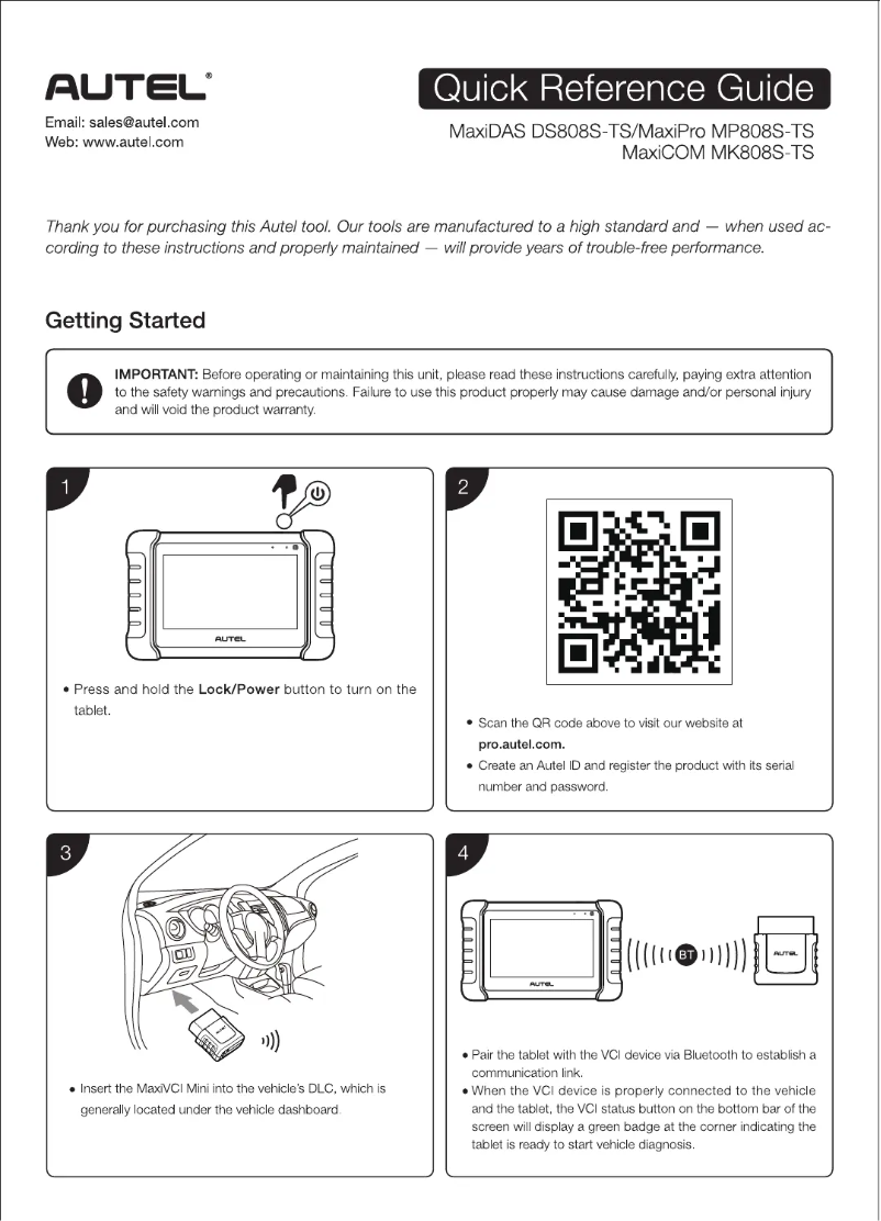 Page n°1 - Guide de démarrage rapide Autel MaxiDAS DS808S-TS