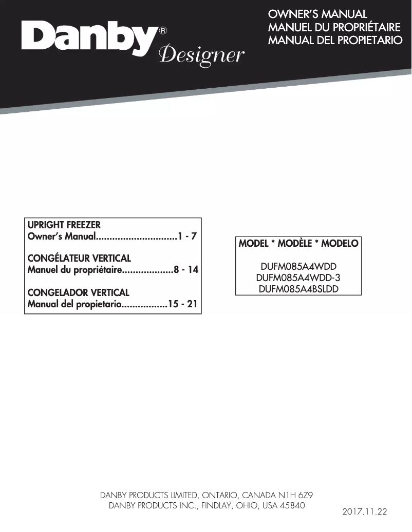 Page 1 de la notice Manuel utilisateur Danby Designer DUFM085A4BSLDD