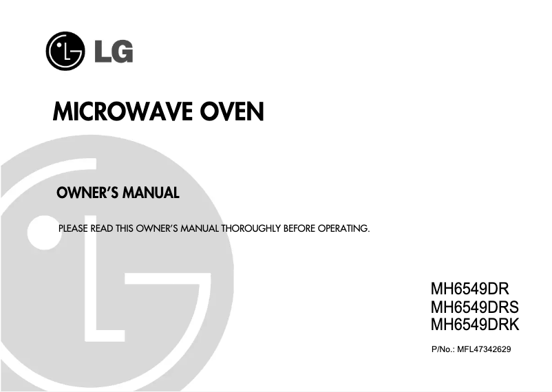 Page 1 de la notice Manuel utilisateur LG MH6549DRK