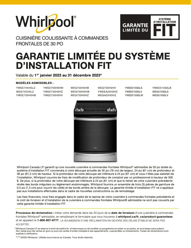 Página 1 del manual Guía de instalación Whirlpool WEG515S0LS