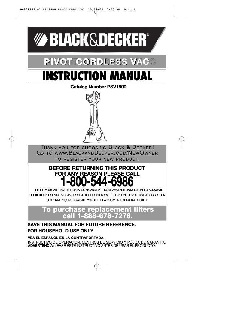 Página 1 del manual Manual de usuario Black & Decker PSV1800