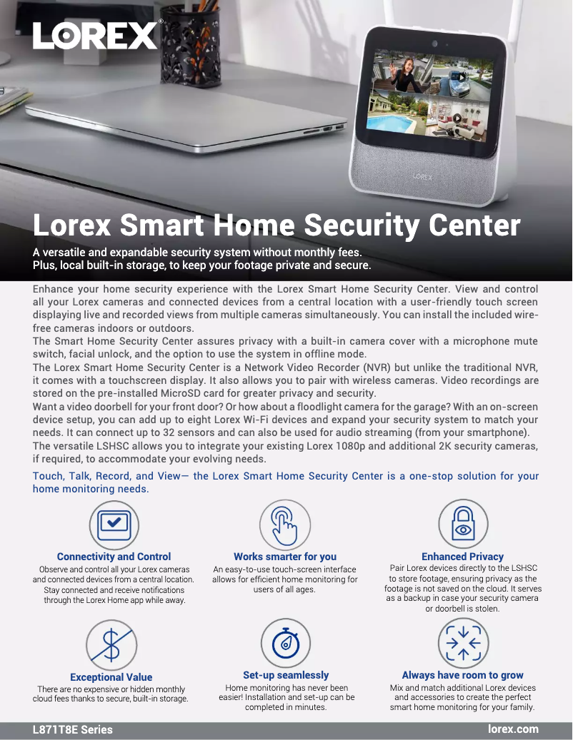 Page 1 de la notice Fiche technique Lorex L871T8E