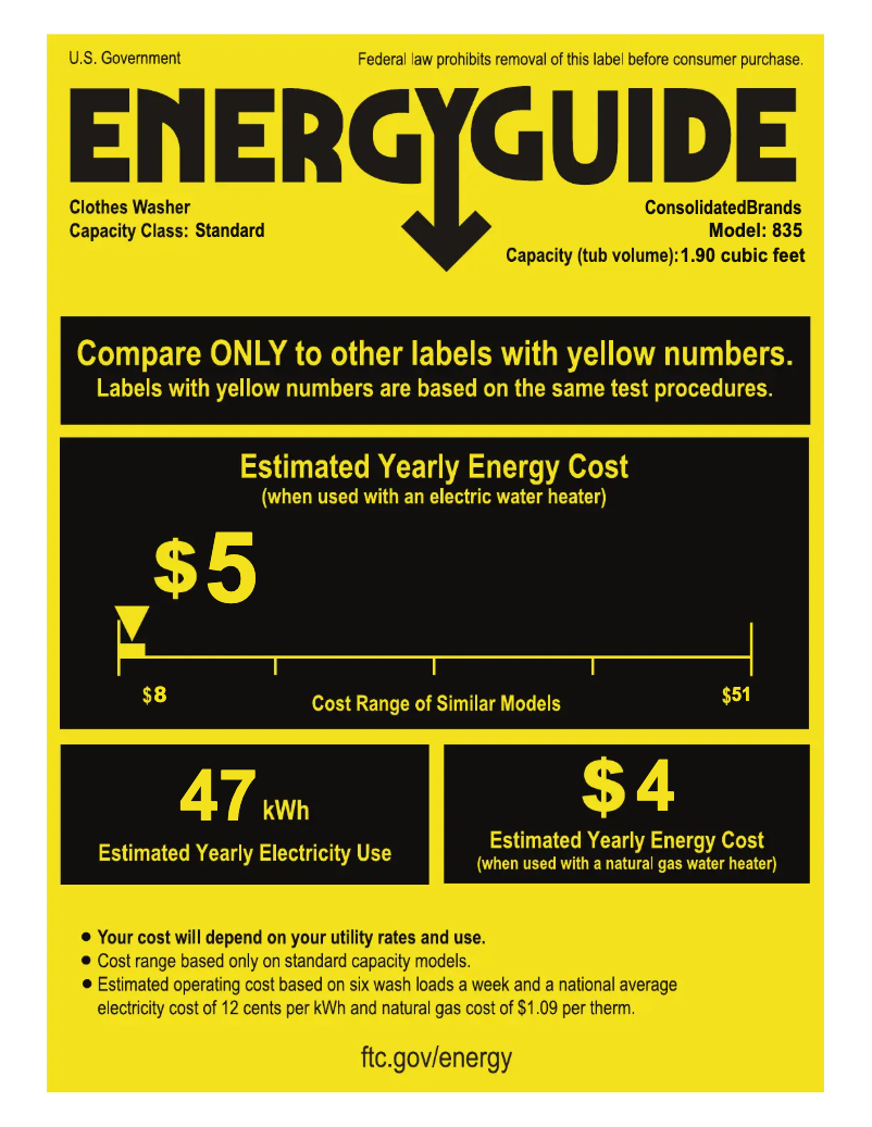 Page n°1 - Label énergétique Equator EW 835