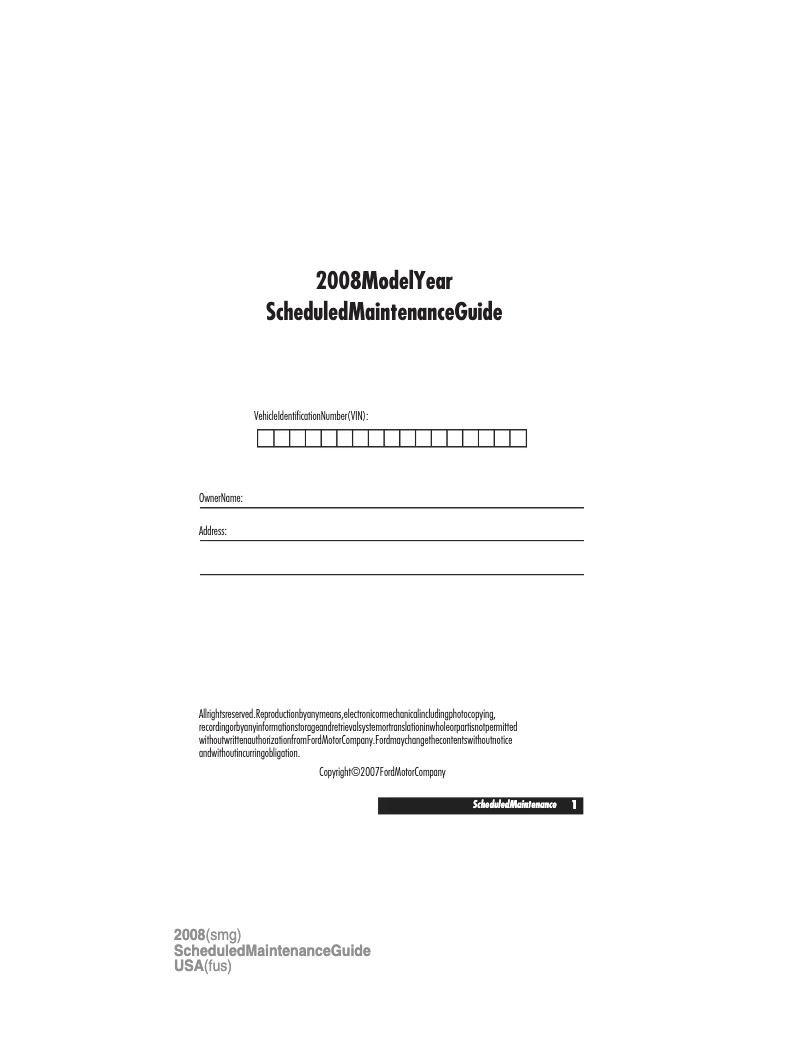 Page n°1 - Manuel d'utilisation et d'entretien Ford F-250 (2008)