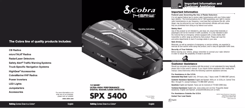 Image de la première page du manuel de l'appareil SPX 5400