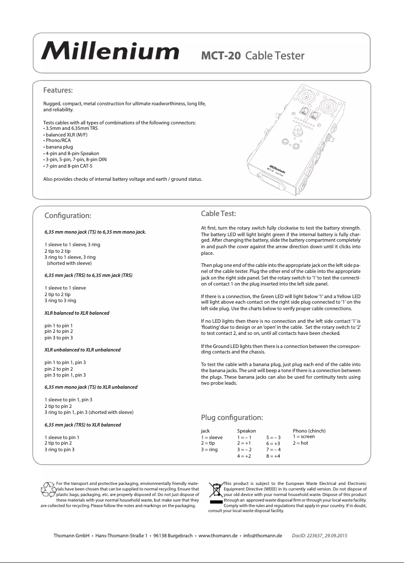 Image de la première page du manuel de l'appareil MCT-20