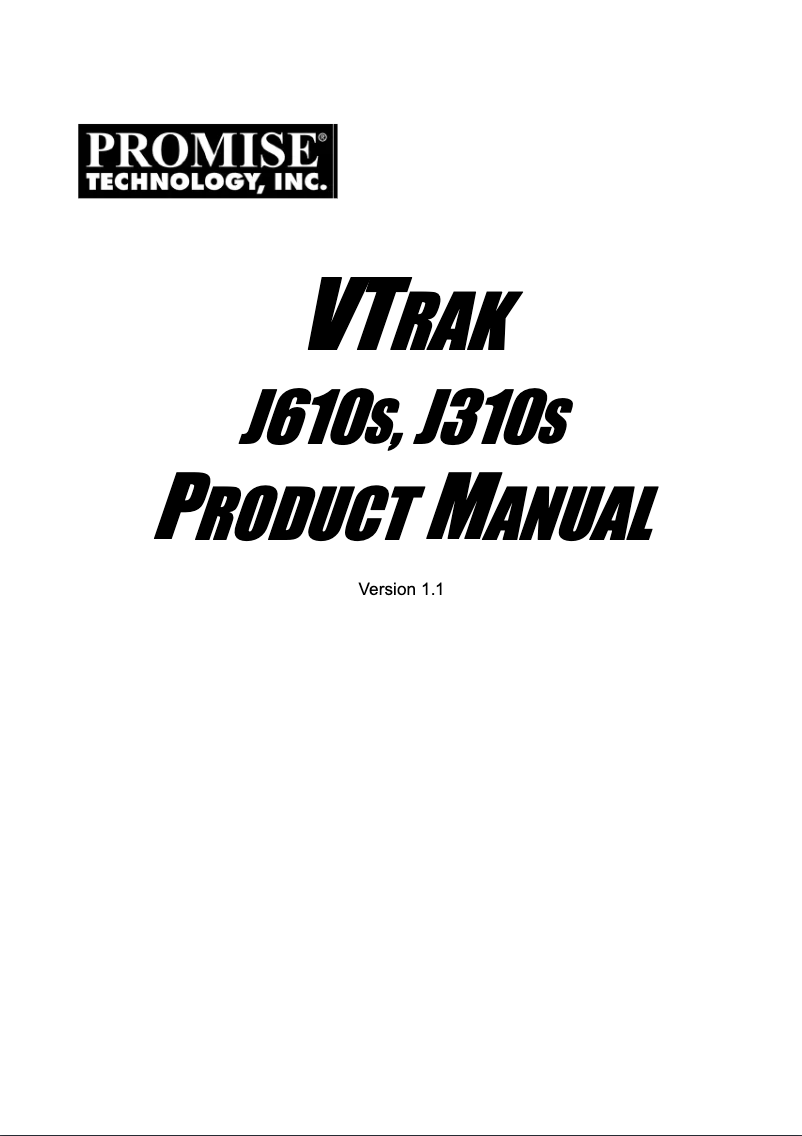 Page n°1 - Manuel utilisateur Promise Technology VTrak J310S