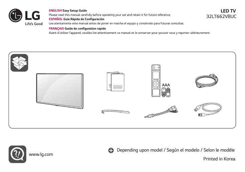 Page 1 de la notice Manuel utilisateur LG 32LT662VBUC