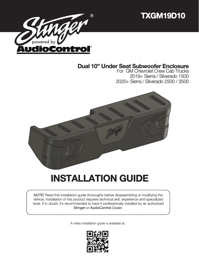 Página 1 del manual Manual de instrucciones AudioControl TXGM19D10