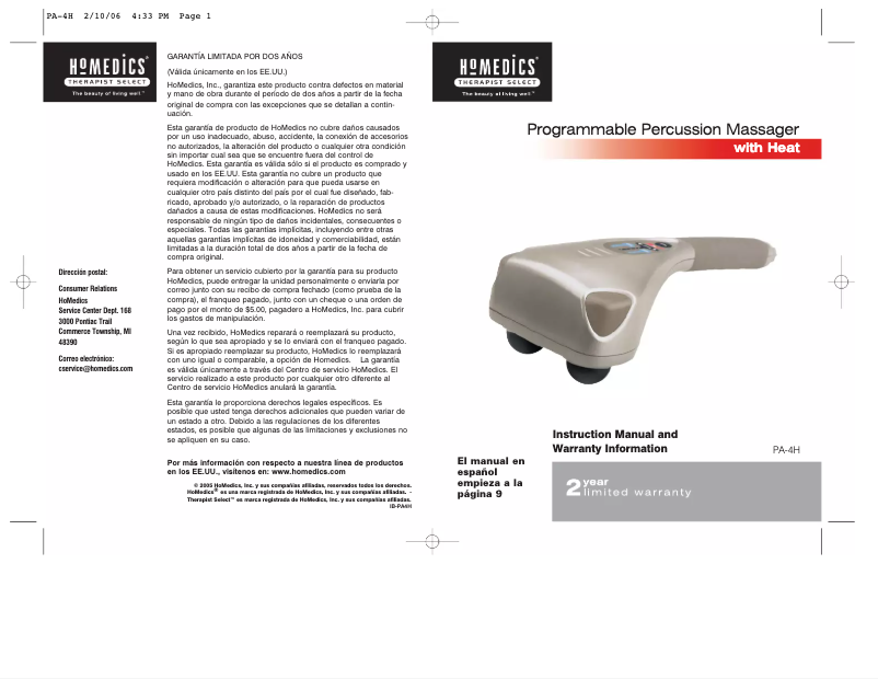 Image de la première page du manuel de l'appareil PA-4H