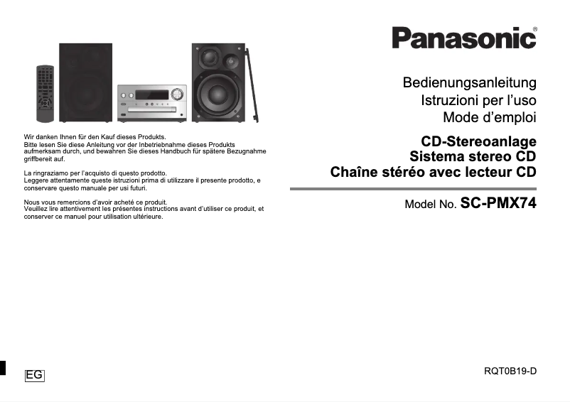Page n°1 - Manuel utilisateur Panasonic SC-PMX74