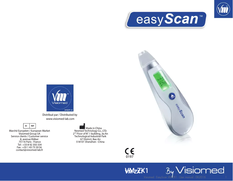 Page 1 de la notice Manuel utilisateur Visiomed easyScan VM-ZX1