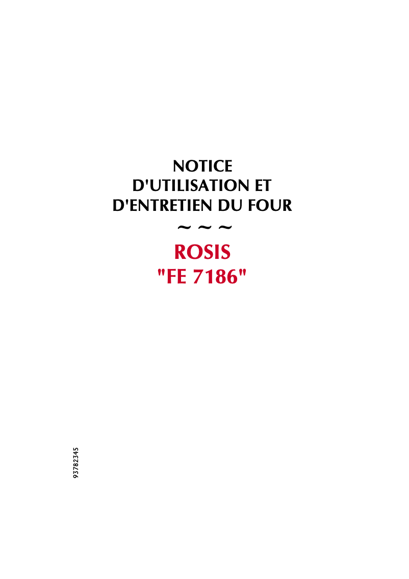 Page 1 de la notice Manuel utilisateur Rosieres FE 7186 PN