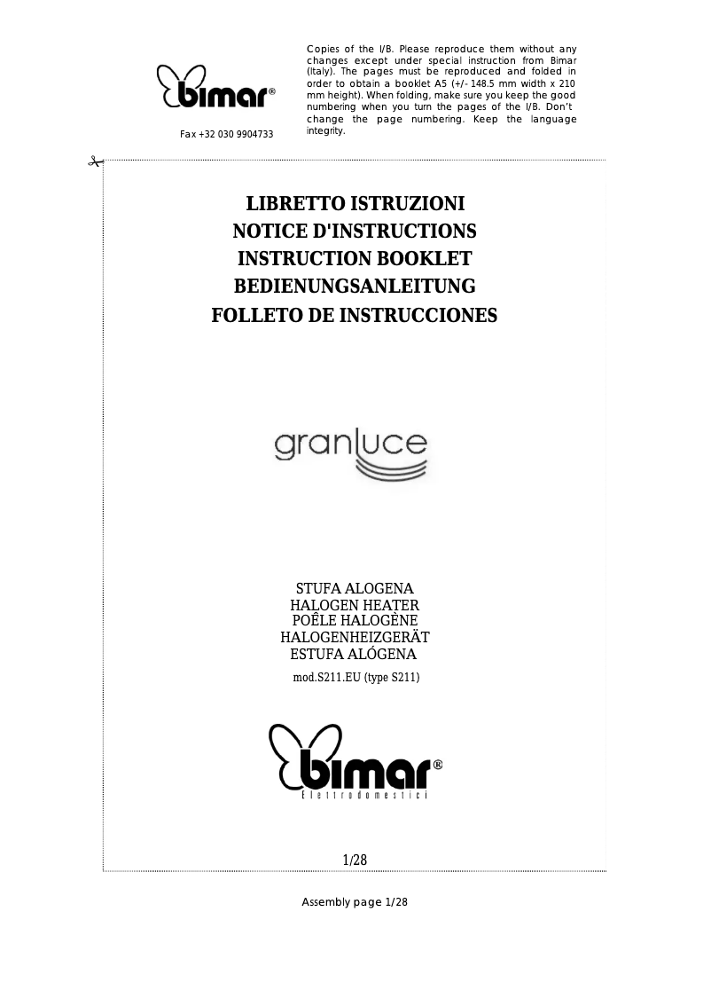 Image de la première page du manuel de l'appareil S211.EU