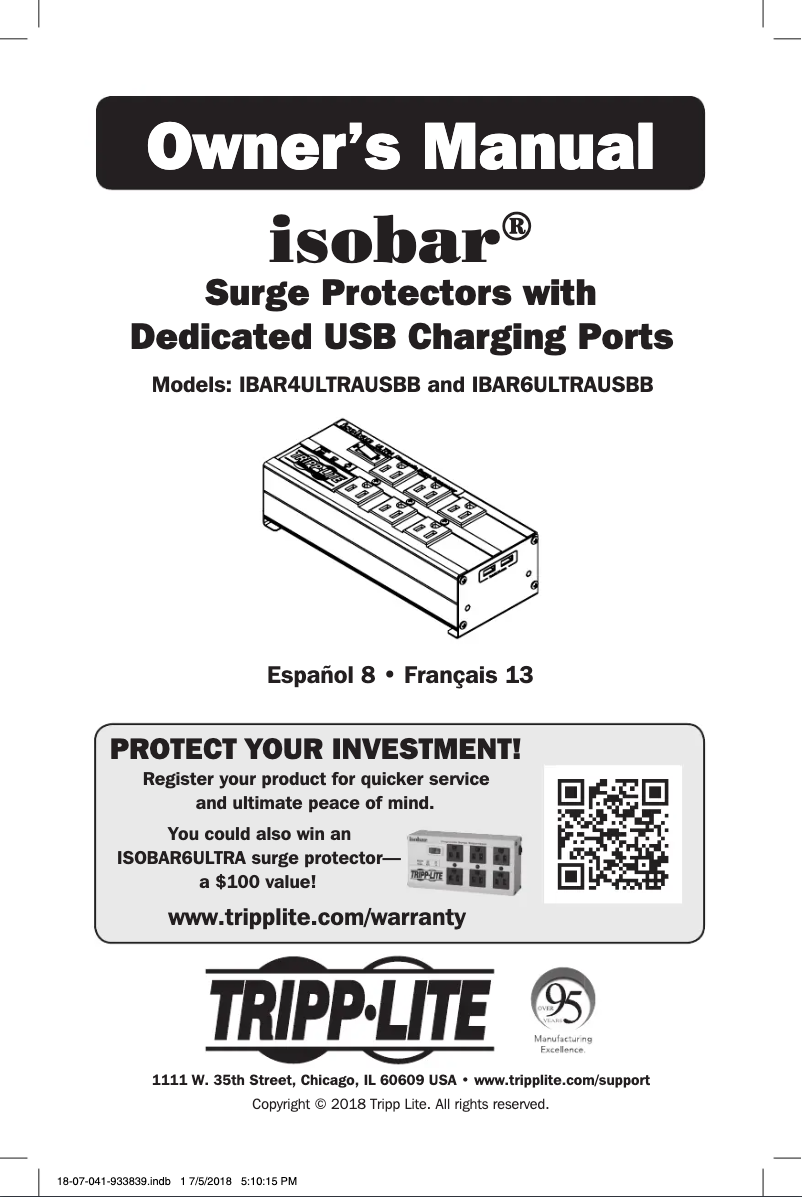 Page 1 de la notice Manuel utilisateur Tripp Lite IBAR4ULTRAUSBB