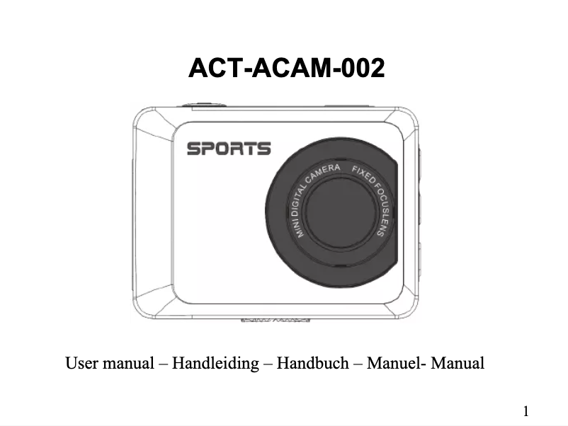 Image de la première page du manuel de l'appareil Sports ACT-ACAM-002