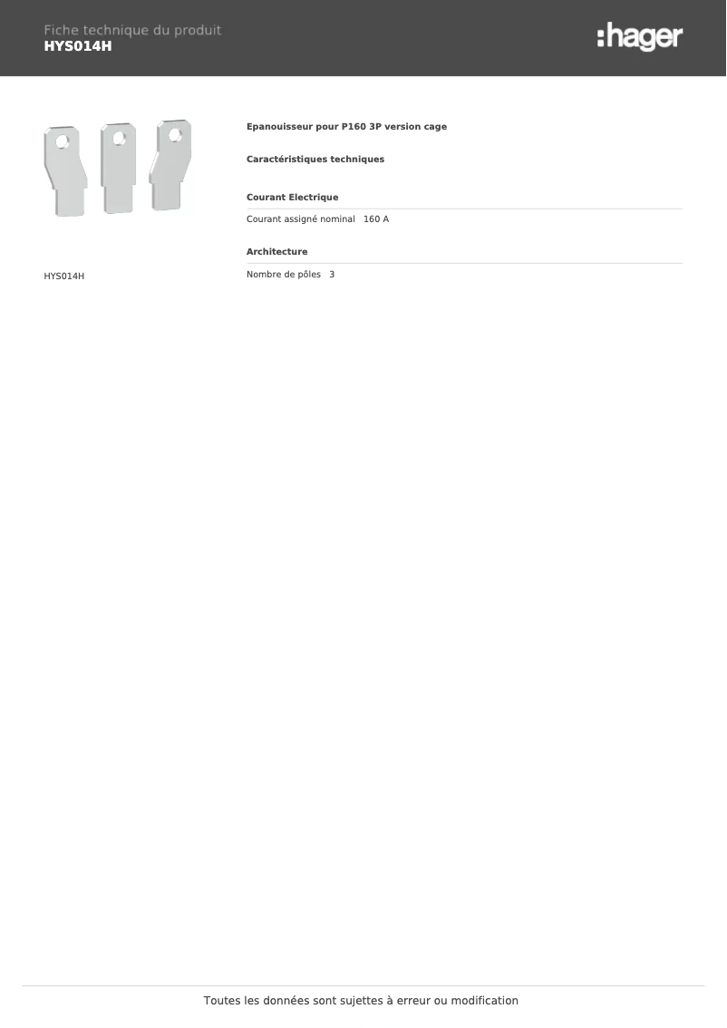 First page image of the manual for HYS014H