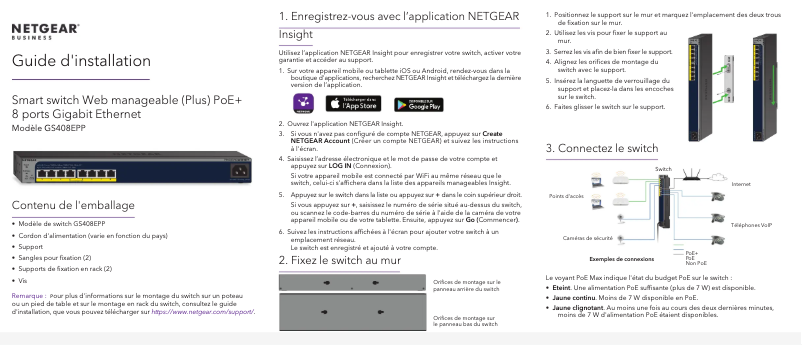 Page n°1 - Guide d'installation Netgear GS408EPP