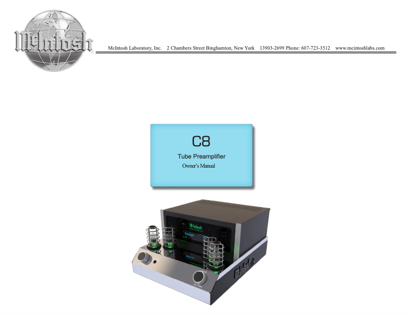 Page 1 de la notice Manuel utilisateur McIntosh C8