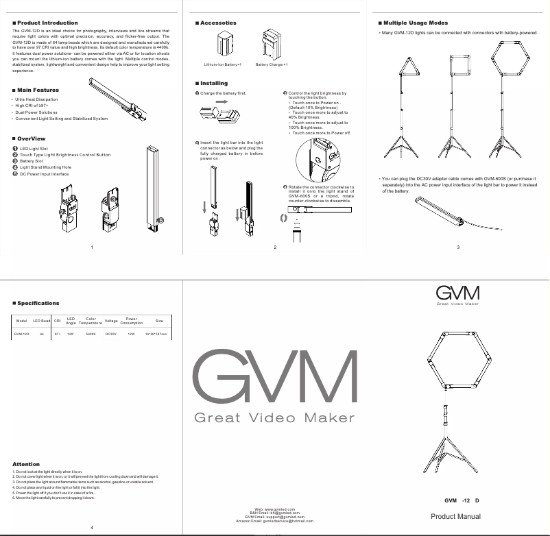 Page 1 de la notice Manuel utilisateur GVM 12D