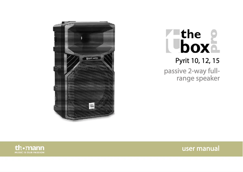 Page 1 de la notice Manuel utilisateur The Box Pyrit 12