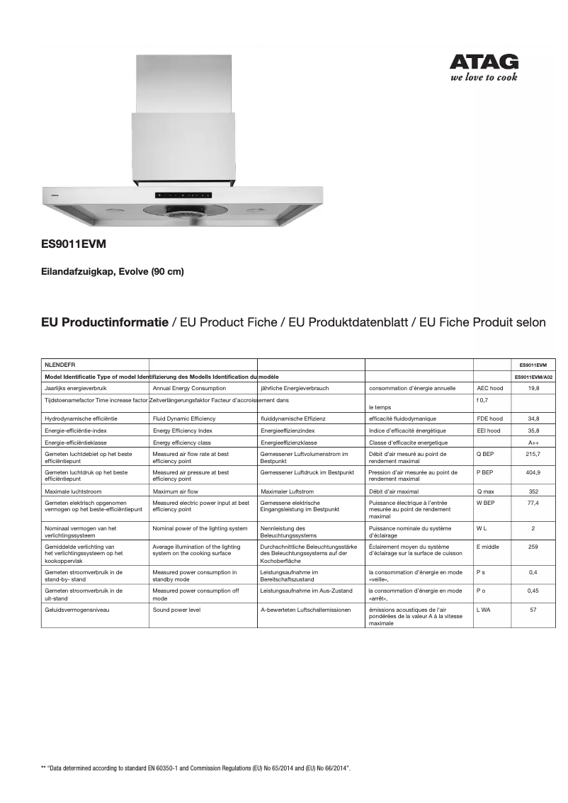 Page n°1 - Fiche technique Atag ES9011EVM