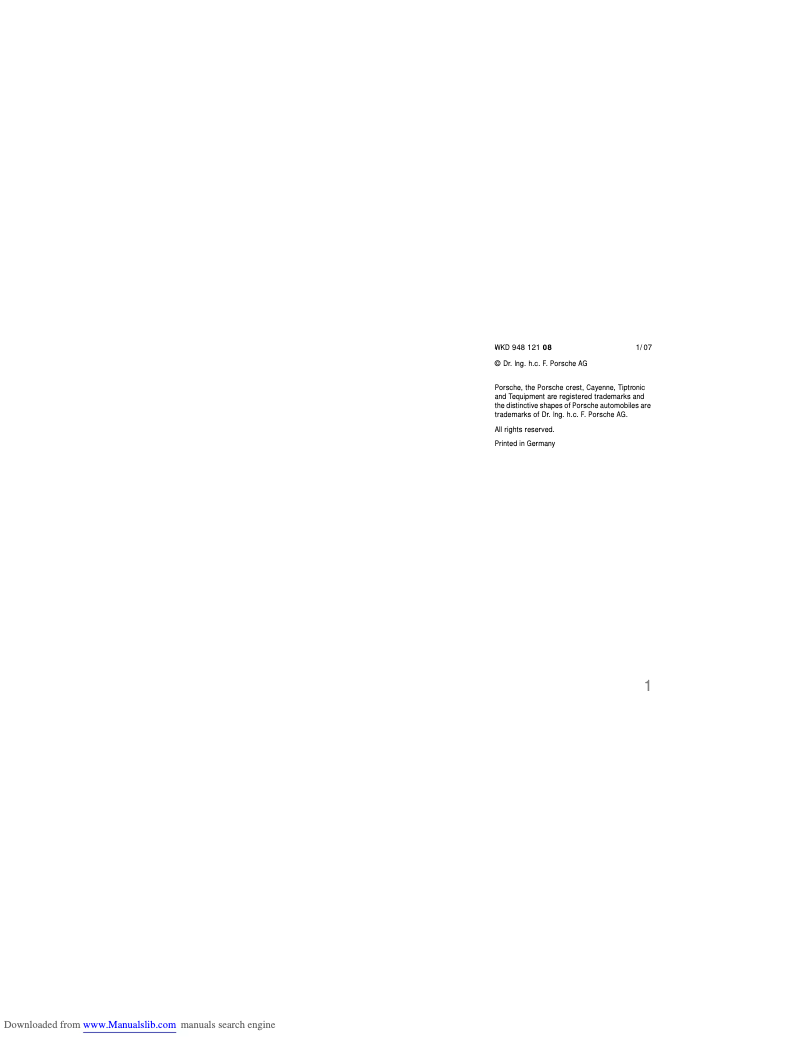 Page 1 de la notice Manuel utilisateur Porsche Cayenne (2004)