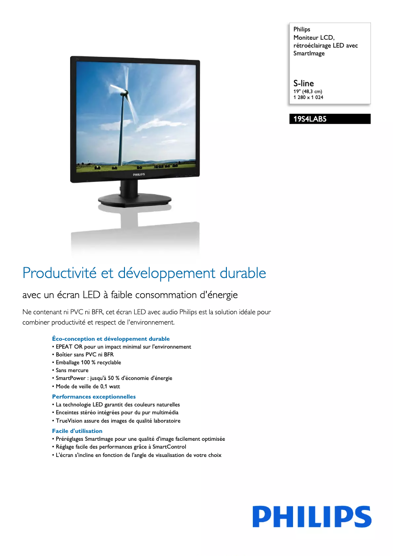 Image de la première page du manuel de l'appareil Brilliance 19S4LAB5