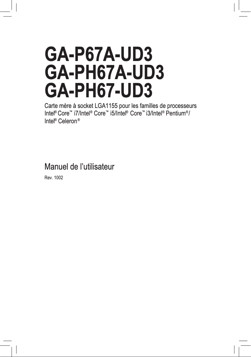 Page n°1 - Manuel utilisateur Gigabyte GA-PH67-UD3
