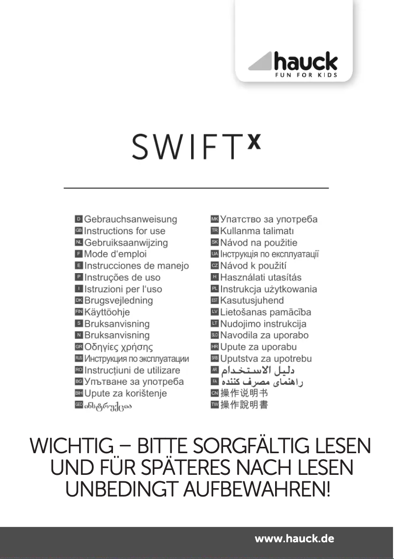 Page n°1 - Manuel utilisateur Hauck Swift X