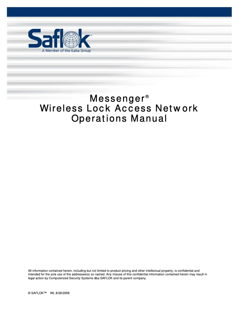 Image de la première page du manuel de l'appareil Saflok Messenger Lens