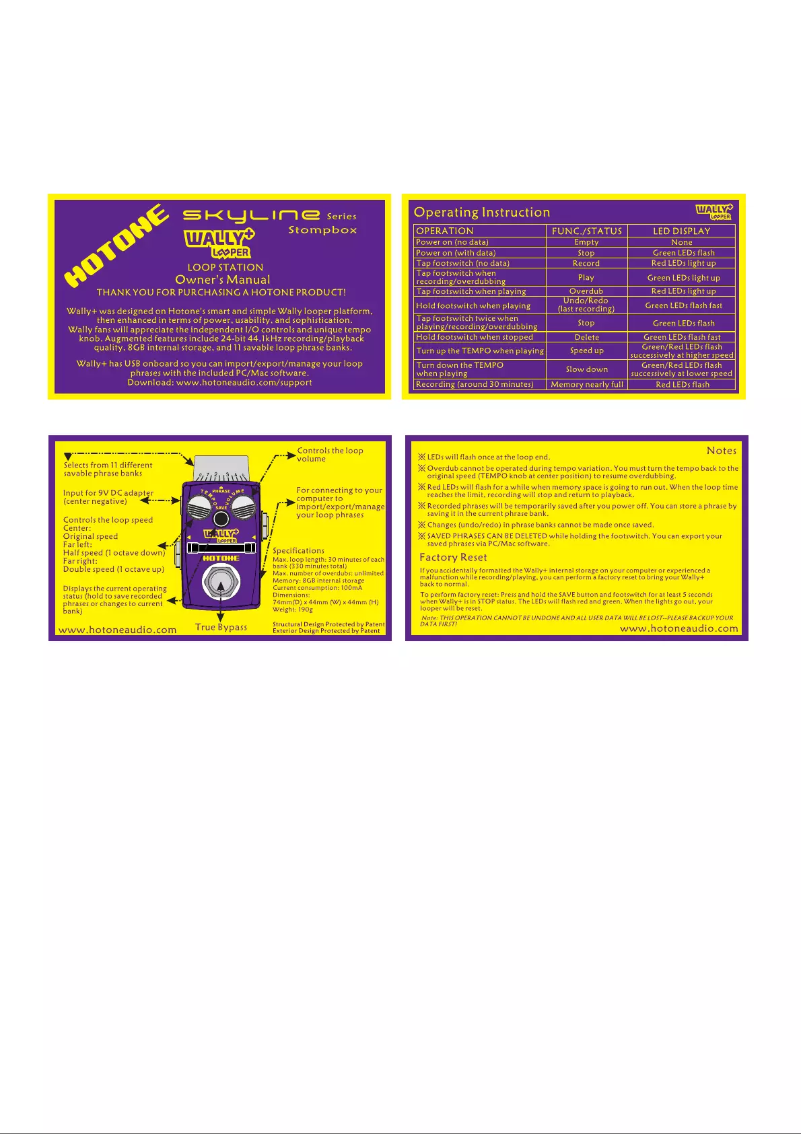 Page n°1 - Manuel utilisateur Hotone Wally+ Looper