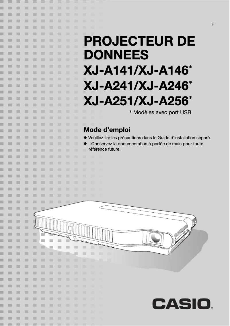 Page 1 de la notice Manuel utilisateur Casio XJ-A146
