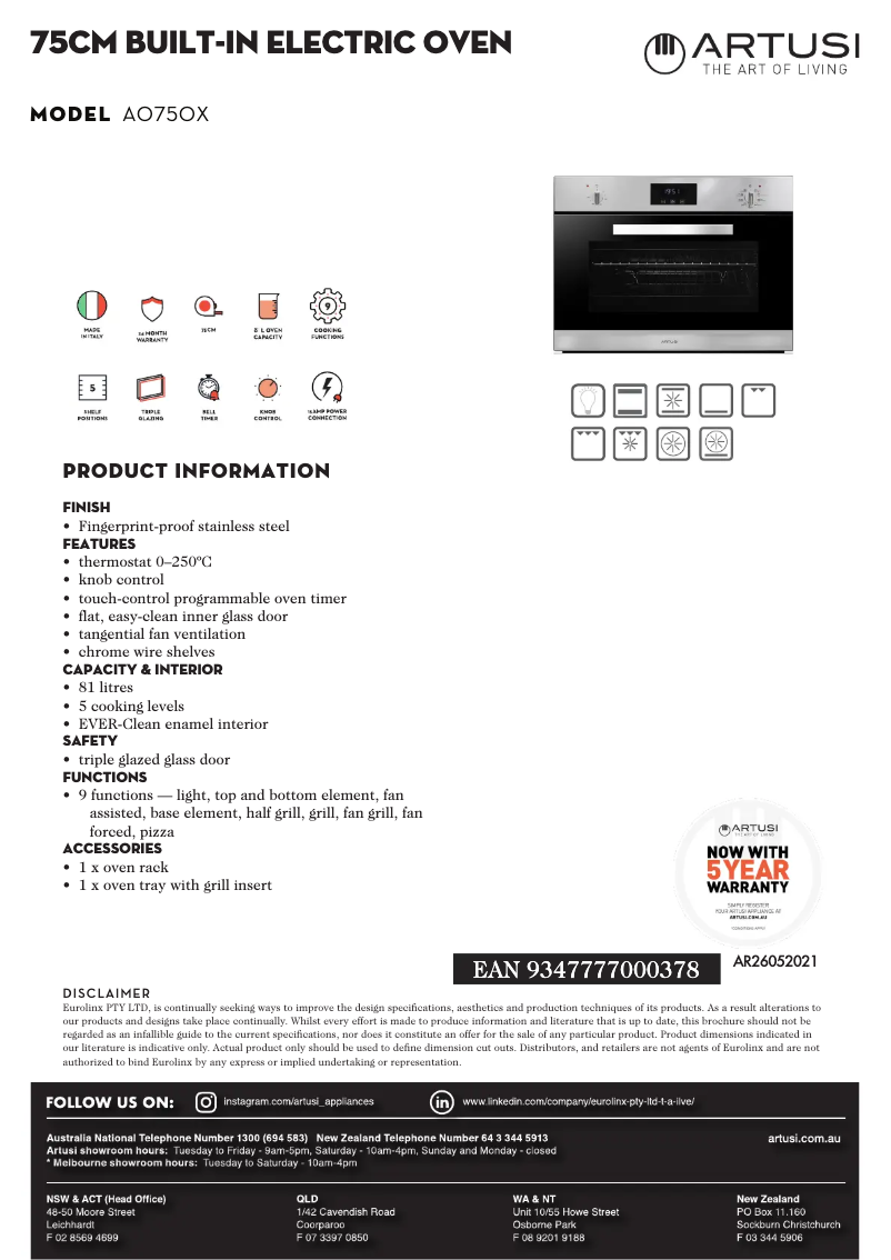 First page image of the manual for AO750X