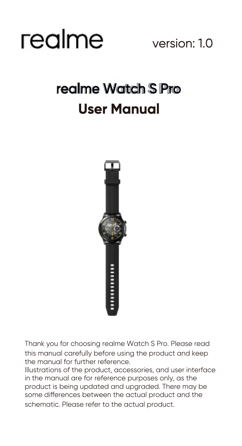 Page 1 de la notice Manuel utilisateur Realme Watch S Pro