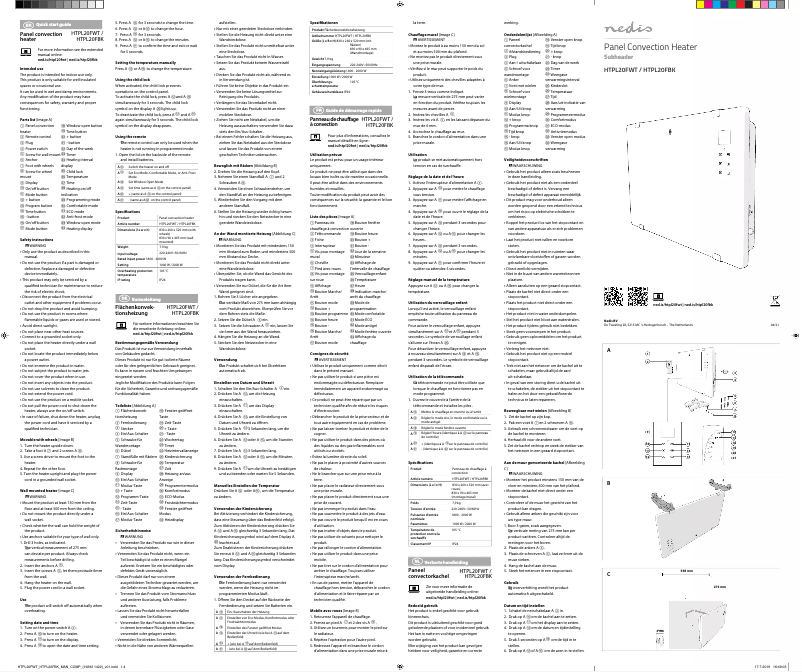Page 1 de la notice Manuel utilisateur Nedis HTPL20FBK